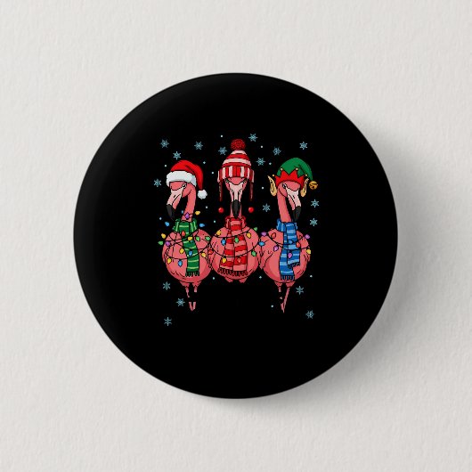 Merry Christmas Nk Flamingo Santa Hat Matching Fam Button (Vorderseite)