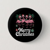 Merry Christmas Nk Flamingo Santa Hat Xmas Light T Button (Vorderseite)