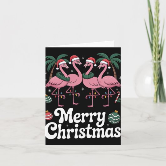Merry Christmas Nk Flamingo Santa Hat Xmas Light T Karte (Vorderseite)