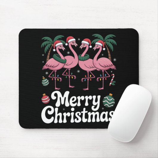 Merry Christmas Nk Flamingo Santa Hat Xmas Light T Mousepad (Mit Mouse)