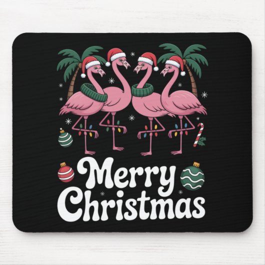 Merry Christmas Nk Flamingo Santa Hat Xmas Light T Mousepad (Vorne)
