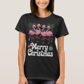 Merry Christmas Nk Flamingo Santa Hat Xmas Light T T-Shirt (Vorderseite)
