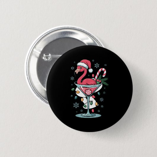Merry Christmas Nk Flamingo Wine Drinking Lights X Button (Vorne & Hinten)