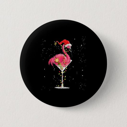 Merry Christmas Nk Flamingo Wine Drinking Lights X Button (Vorderseite)