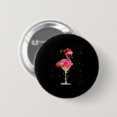 Merry Christmas Nk Flamingo Wine Drinking Lights X Button (Vorne & Hinten)