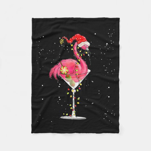 Merry Christmas Nk Flamingo Wine Drinking Lights X Fleecedecke (Vorderseite)