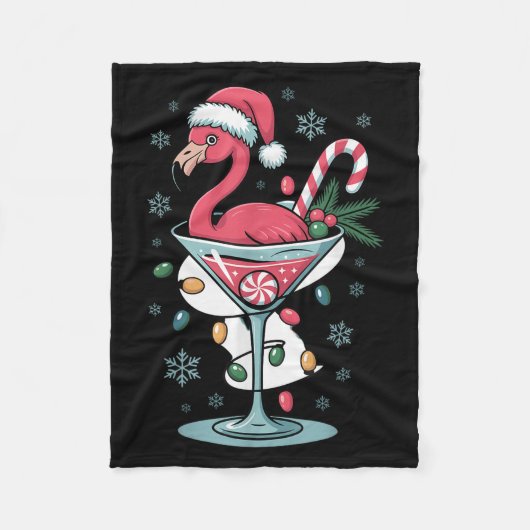 Merry Christmas Nk Flamingo Wine Drinking Lights X Fleecedecke (Vorderseite)