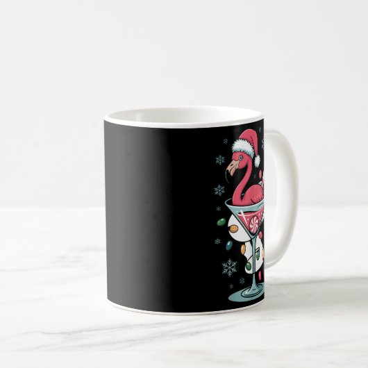 Merry Christmas Nk Flamingo Wine Drinking Lights X Kaffeetasse (VorderseiteRechts)