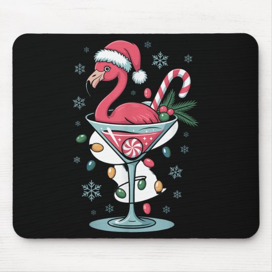 Merry Christmas Nk Flamingo Wine Drinking Lights X Mousepad (Vorne)