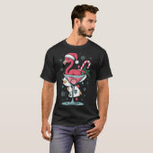 Merry Christmas Nk Flamingo Wine Drinking Lights X T-Shirt (Vorne ganz)