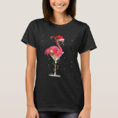 Merry Christmas Nk Flamingo Wine Drinking Lights X T-Shirt (Vorderseite)