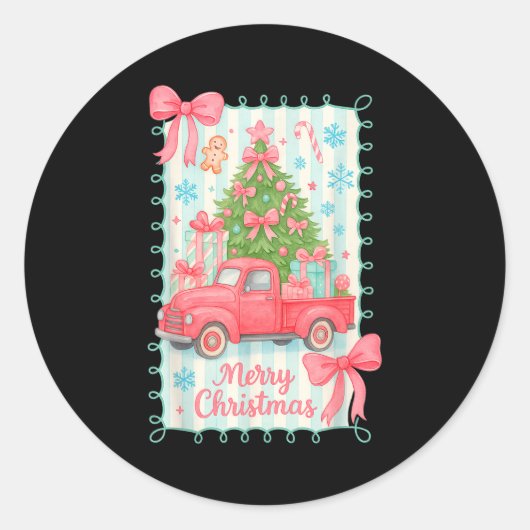 Merry Christmas Nk Truck Family Matching Pajamas G Runder Aufkleber (Vorderseite)