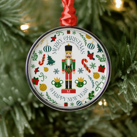 Merry Christmas Nutcracker kundenspezifische Monog Ornament Aus Metall (Baum)