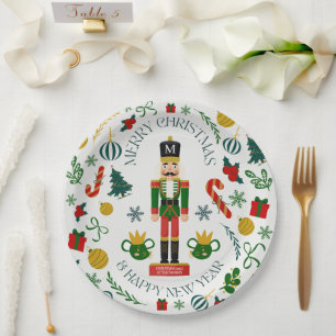 Merry Christmas Nutcracker kundenspezifische Monog Pappteller