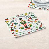 Merry Christmas Nutcracker kundenspezifische Monog Rechteckiger Pappuntersetzer (angewinkelt)