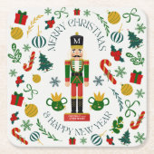 Merry Christmas Nutcracker kundenspezifische Monog Rechteckiger Pappuntersetzer (Vorderseite)