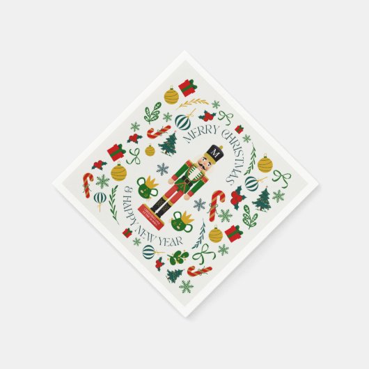 Merry Christmas Nutcracker kundenspezifische Monog Serviette (Ecke)