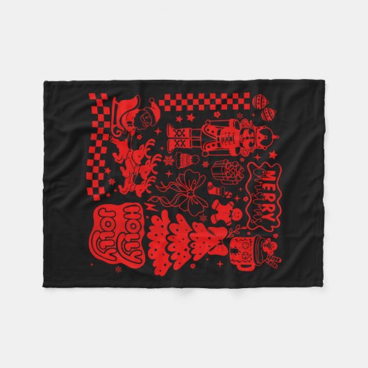 Merry Christmas Nutcracker Santa Clause Gingerbrea Fleecedecke (Vorderseite (Horizontal))