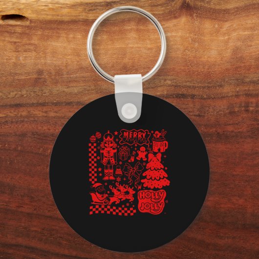 Merry Christmas Nutcracker Santa Clause Gingerbrea Schlüsselanhänger (Vorderseite)
