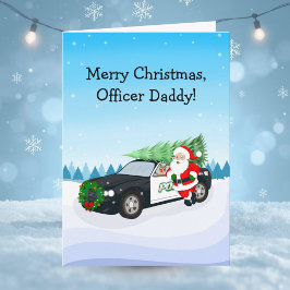 Merry Christmas Officer Daddy Santa With Cop Car Karte