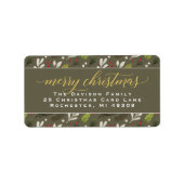 Merry Christmas Olive Gold Elegante Script-Adresse Adressaufkleber (Vorne)
