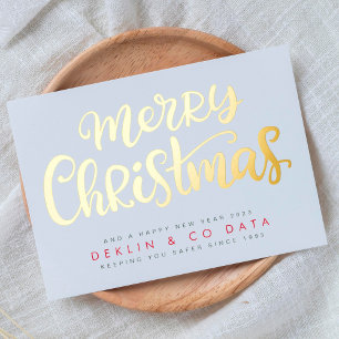 Merry Christmas on White Premium   Gold Business Folien Feiertagskarte