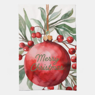 Merry Christmas Ornament Kitchen Towel Geschirrtuch