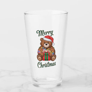 Merry Christmas - Ourson und Weihnachtsgeschenk Glas