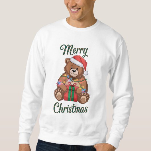 Merry Christmas - Ourson und Weihnachtsgeschenk Sweatshirt (Vorderseite)