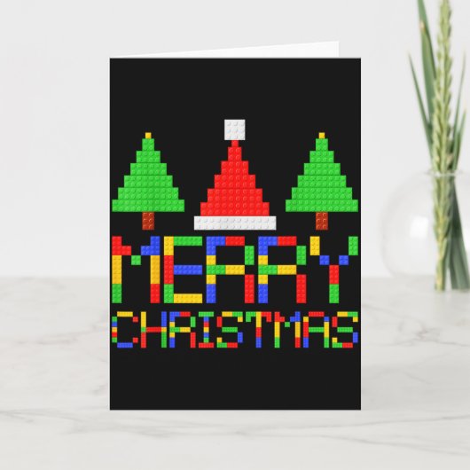 Merry Christmas Pajamas Blocks Building Lovers Boy Karte (Vorderseite)