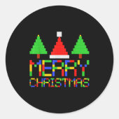 Merry Christmas Pajamas Blocks Building Lovers Boy Runder Aufkleber (Vorderseite)