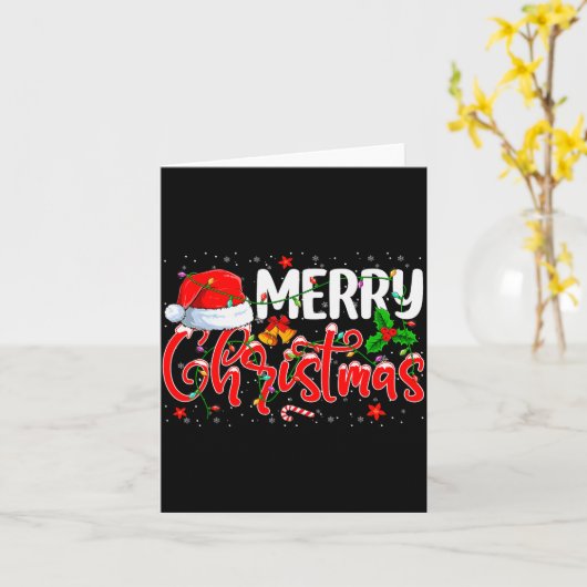 Merry Christmas Pajamas Christmas Tree Lights Xmas Karte (Gelbe Blume)