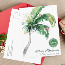 Merry Christmas Palm Tree Coastal Business Logo