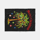 Merry Christmas Palm Tree Light Hawaiian Trocal Ch Fleecedecke (Vorderseite (Horizontal))