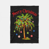 Merry Christmas Palm Tree Light Hawaiian Trocal Ch Fleecedecke (Vorderseite)