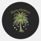Merry Christmas Palm Tree Light Hawaiian Trocal Ch Runder Aufkleber (Vorderseite)