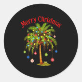 Merry Christmas Palm Tree Light Hawaiian Trocal Ch Runder Aufkleber (Vorderseite)