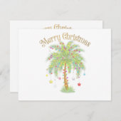 Merry Christmas Palm Tree Light New Year Tropical Begleitkarte (Vorne/Hinten)