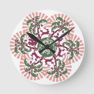 Merry Christmas Palm Tree Mandala Runde Wanduhr