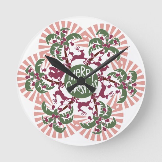 Merry Christmas Palm Tree Mandala Runde Wanduhr (Vorderseite)