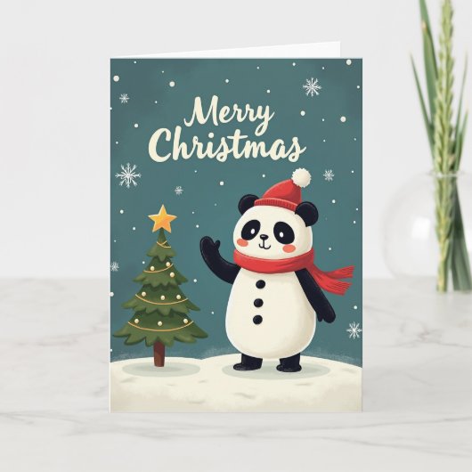 Merry Christmas Panda Card Karte (Vorderseite)