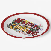 Merry Christmas Paper Plates Pappteller (Schrägansicht)
