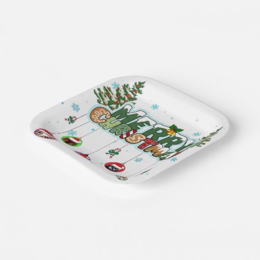 Merry Christmas Paper Plates Pappteller (Gewinkelt)