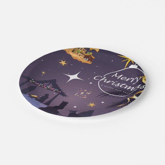 Merry Christmas Pappteller (Schrägansicht)