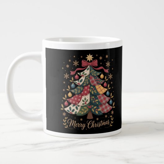 Merry Christmas Patchwork Christmas Tree Jumbo-Tasse (Links)