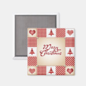 Merry Christmas Patchwork Magnet (Vorderseite/Rückseite)