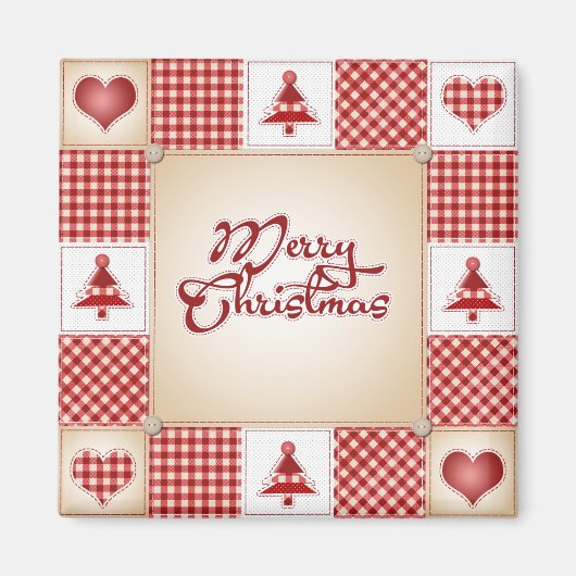 Merry Christmas Patchwork Magnet (Vorne)
