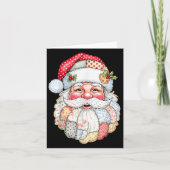 Merry Christmas Patchwork Santa Claus Face X-mas H Karte (Vorderseite)