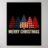 Merry Christmas Patriotic Usa Flag Tree Xmas Holid Poster (Vorne)