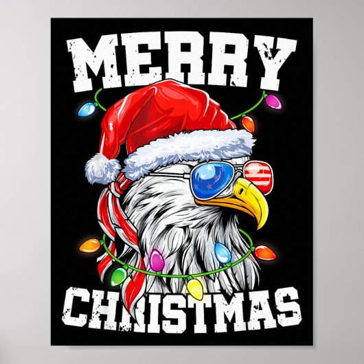 Merry Christmas Patriotic Usa Patriotic Santa Bald Poster (Vorne)
